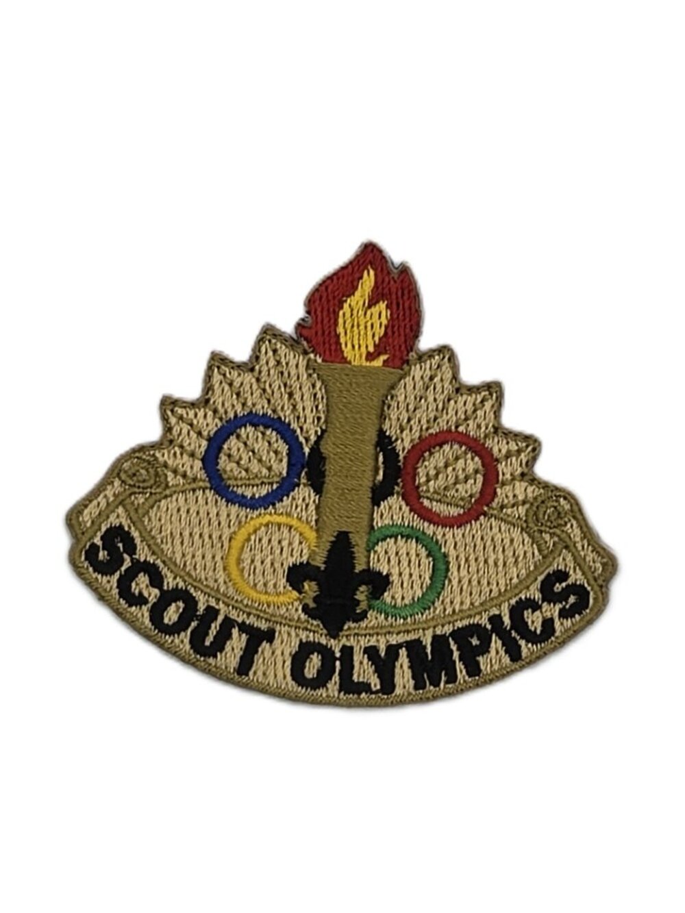 Scout Olympics Torch Olympic Rings Sports Event Embroidered Patch NOS